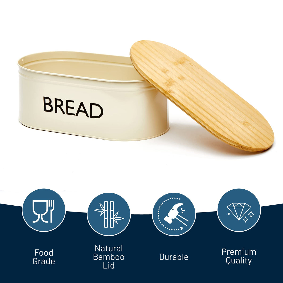 Metal Bread Box with Bamboo Lid C61849