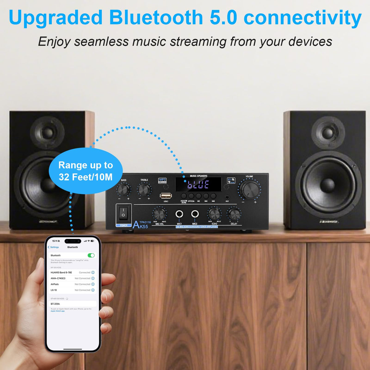500W 2 Channel Bluetooth Stereo Audio Amplifier K238483