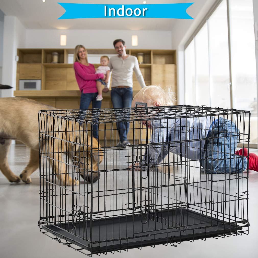 Folding Metal Dog Crate with Divider and Tray A6736