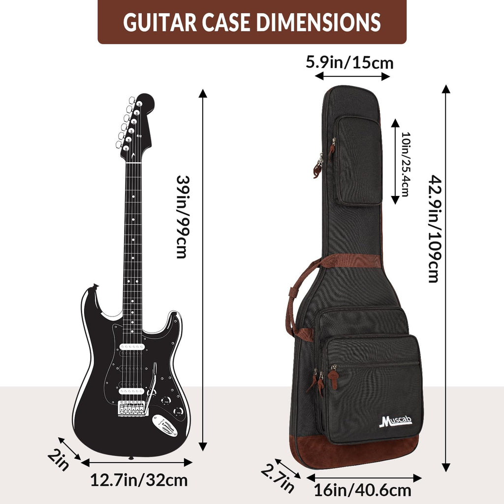 Black Electric Guitar Bag with Neck Strap and 4 Pockets R122