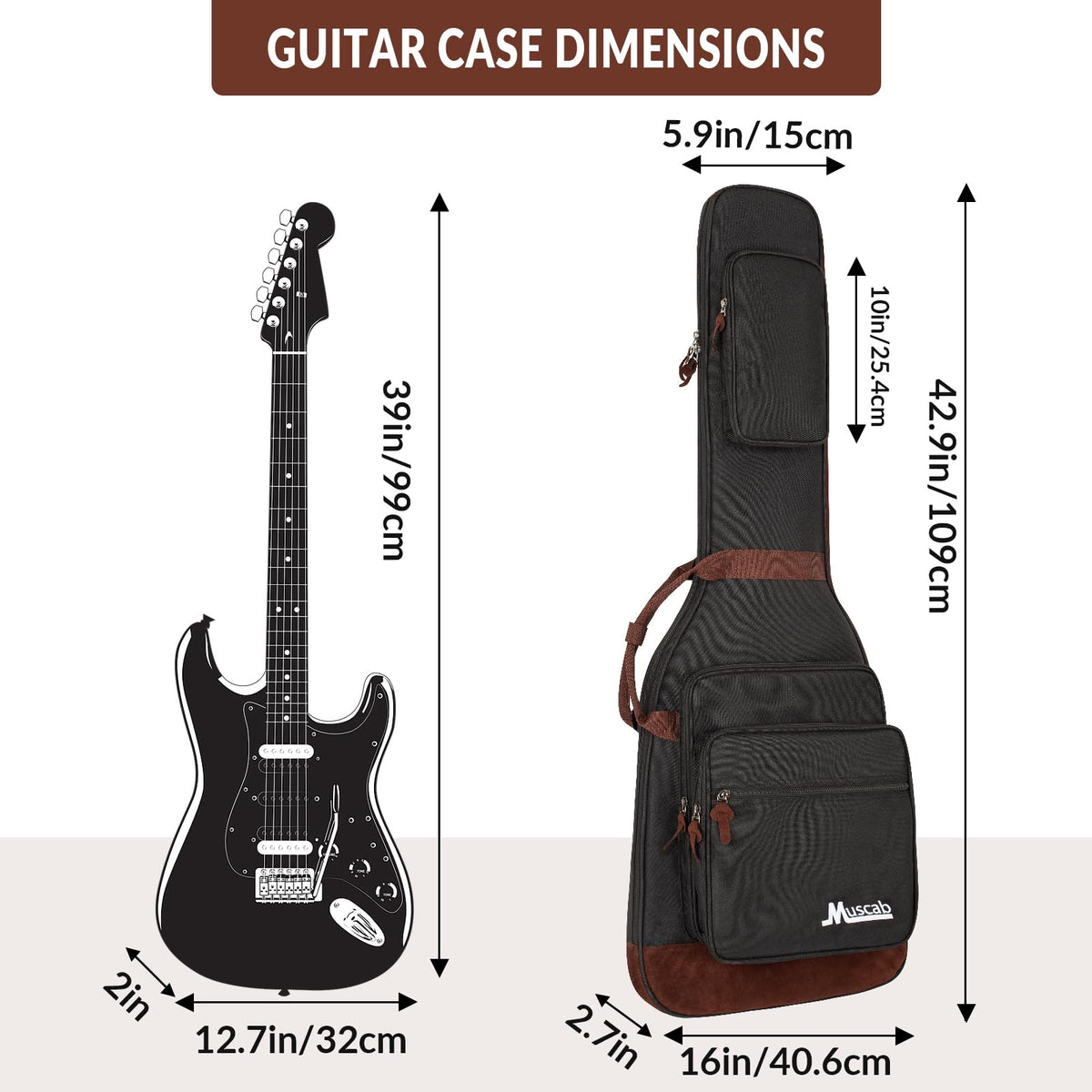 Black Electric Guitar Bag with Neck Strap and 4 Pockets R122