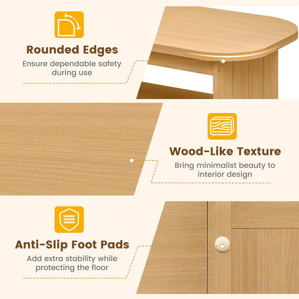 2-Tier Oval Coffee Table with Storage Shelf Z3252