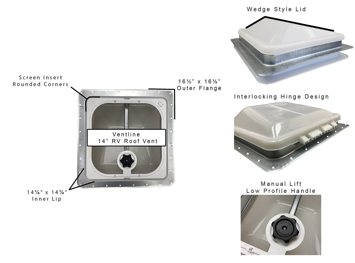 14" RV Roof Vent White Lid Non-Powered Y97469