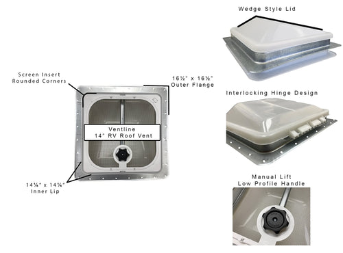 14" RV Roof Vent White Lid Non-Powered Y97469