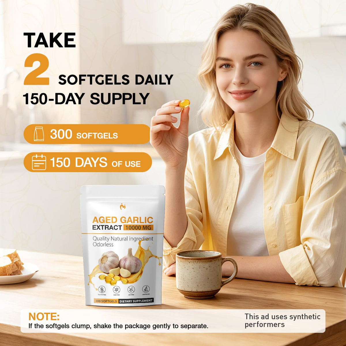 Odorless Garlic Supplements 300 Softgels T678402