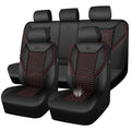 3D Foam Mesh Faux Leather Car Seat Covers Full Set, Black and Red R4671