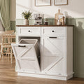 White Double Tilt Out Trash Can Cabinet with 2 Drawers D9201
