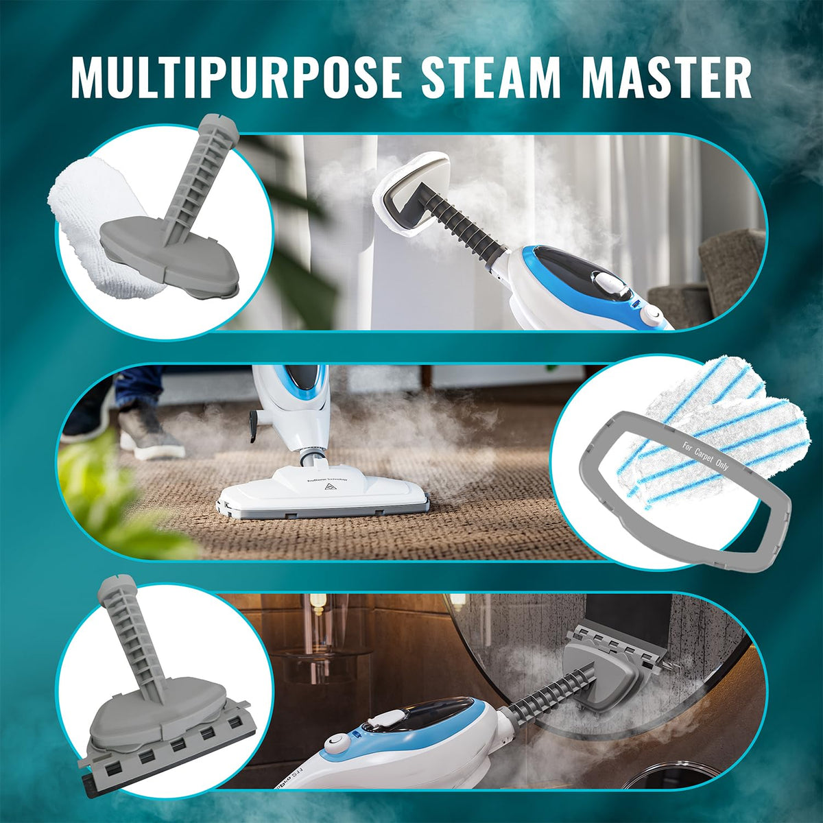 10-in-1 Steam Mop with Detachable Handheld Steam Cleaner C302