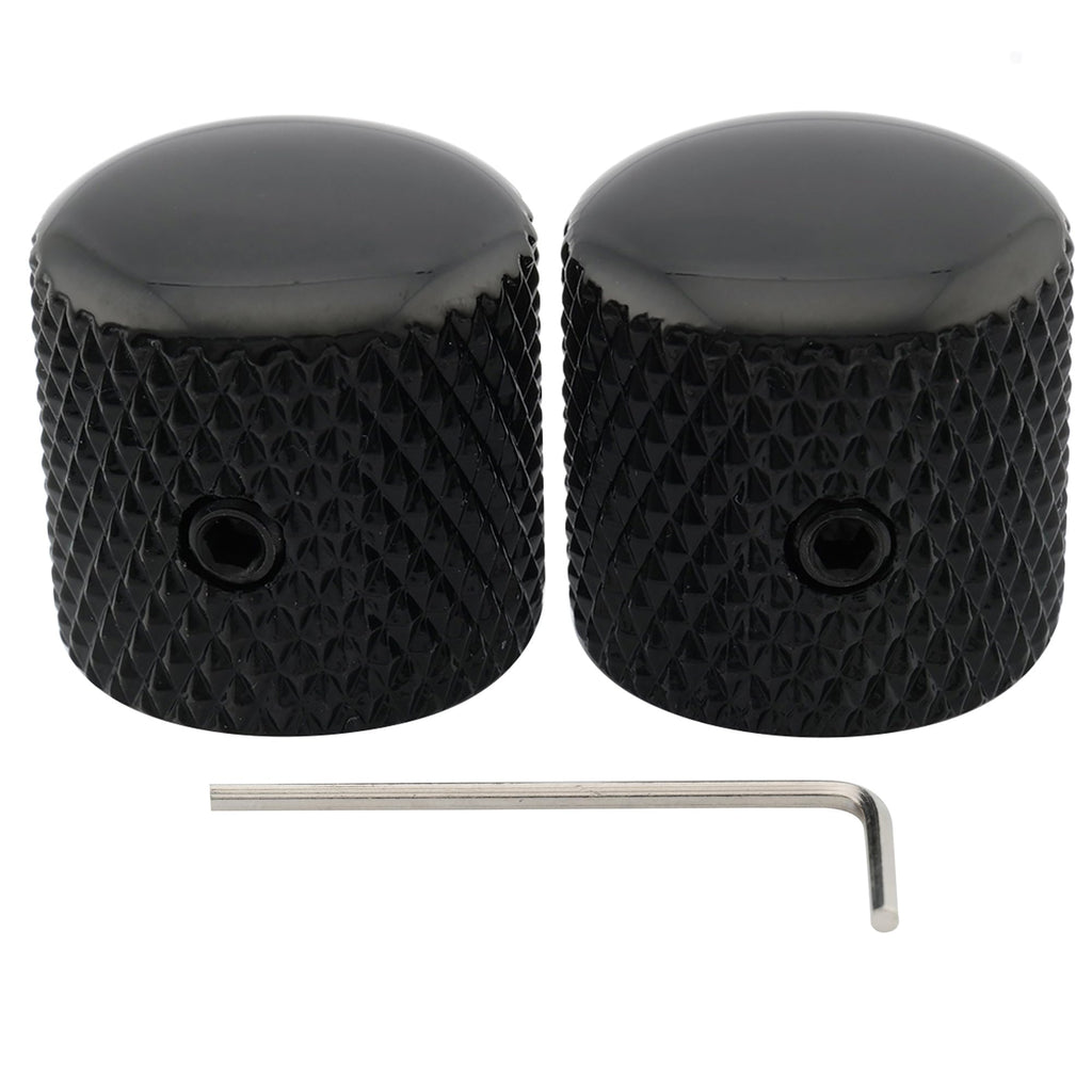 1/4 Inch Steel Dome Knob with Set Screw Black 2Pcs C384289