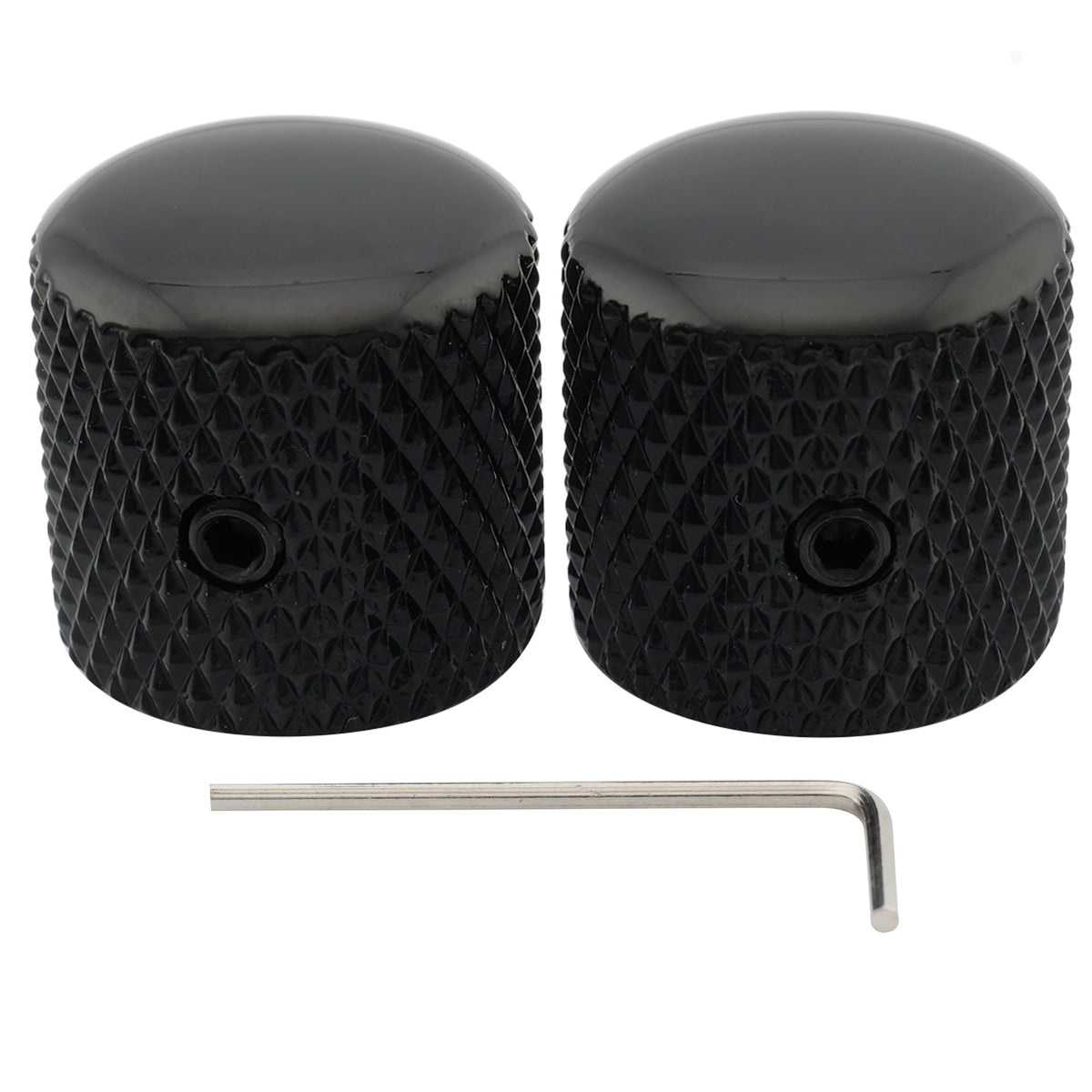 1/4 Inch Steel Dome Knob with Set Screw Black 2Pcs C384289