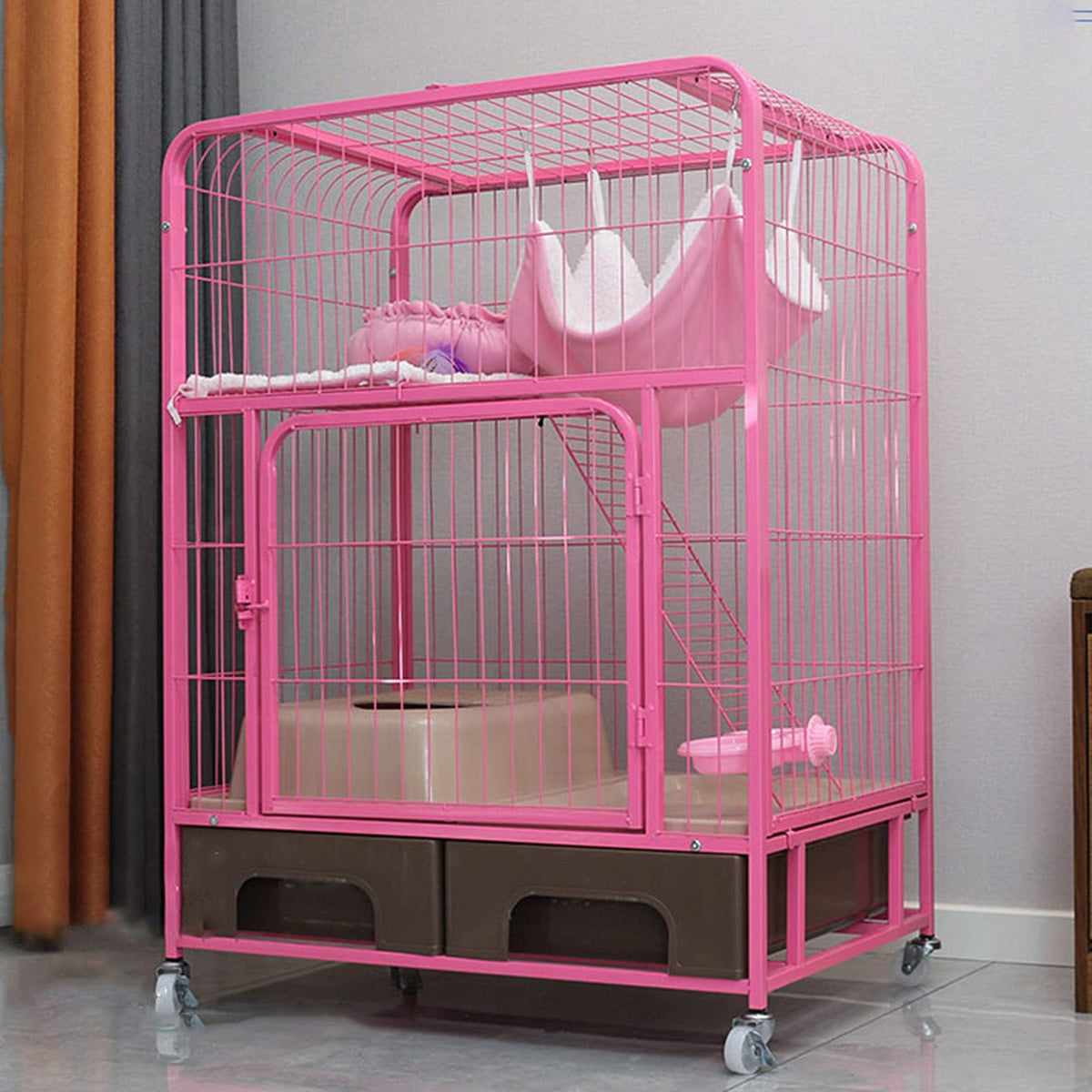 Heavy Duty Metal Cat Cage Dog Crate with Four Wheels O262818