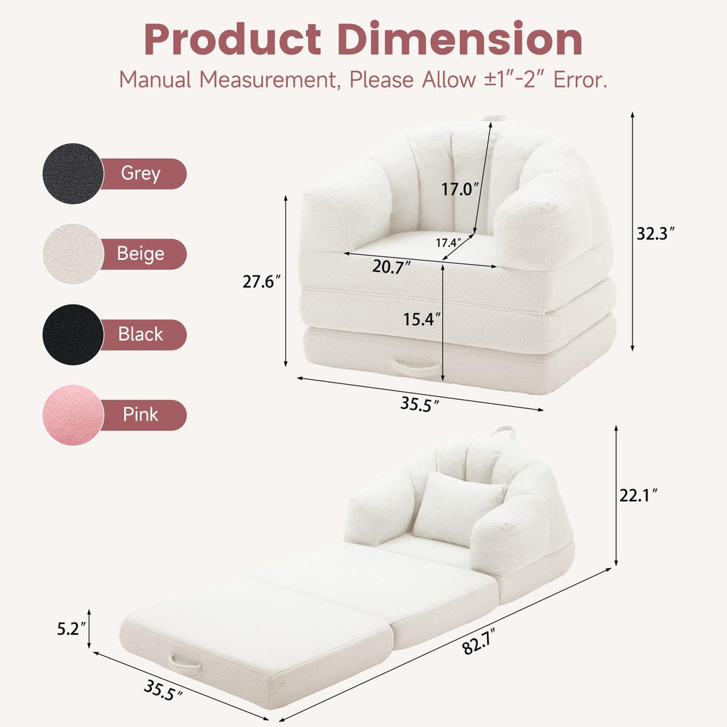 Beige 2 in 1 Convertible Sleeper Sofa Bed Z2145