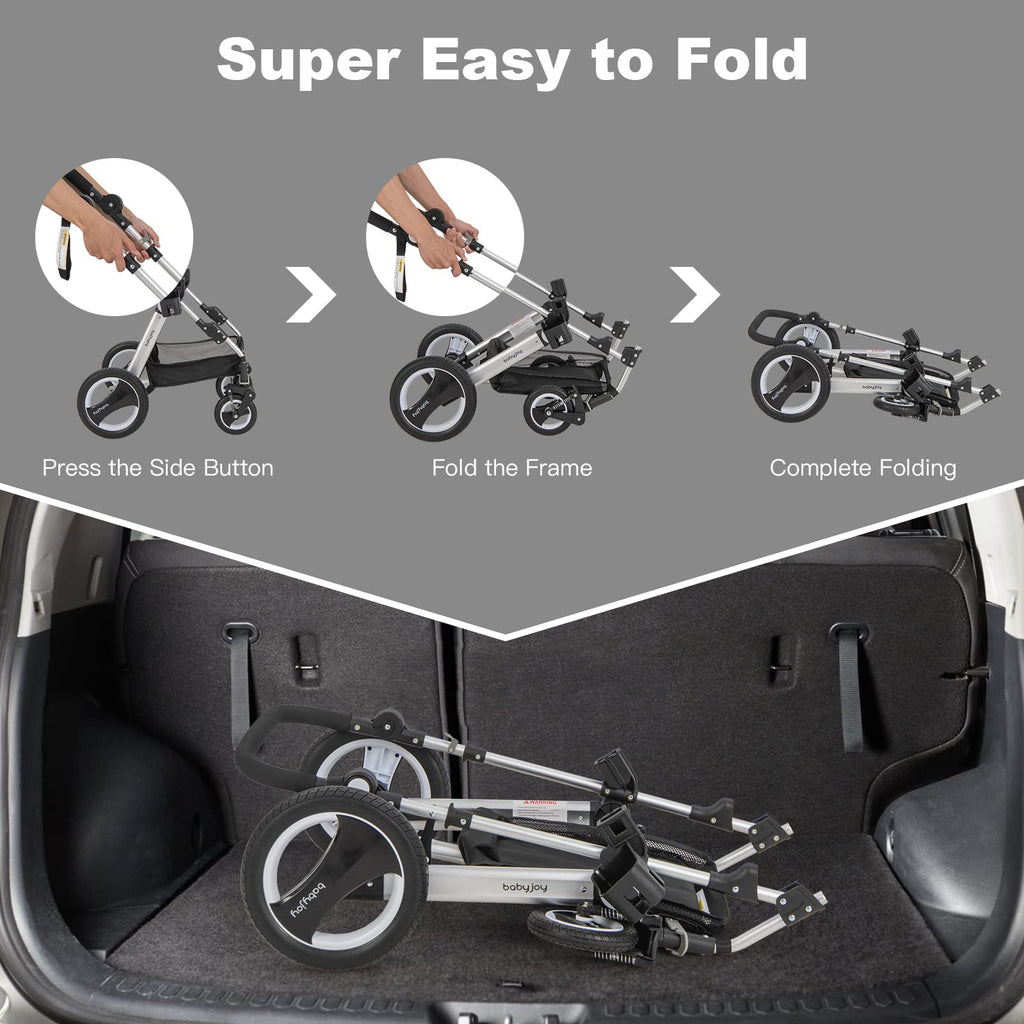 2-in-1 Convertible Bassinet Reclining Stroller O6727