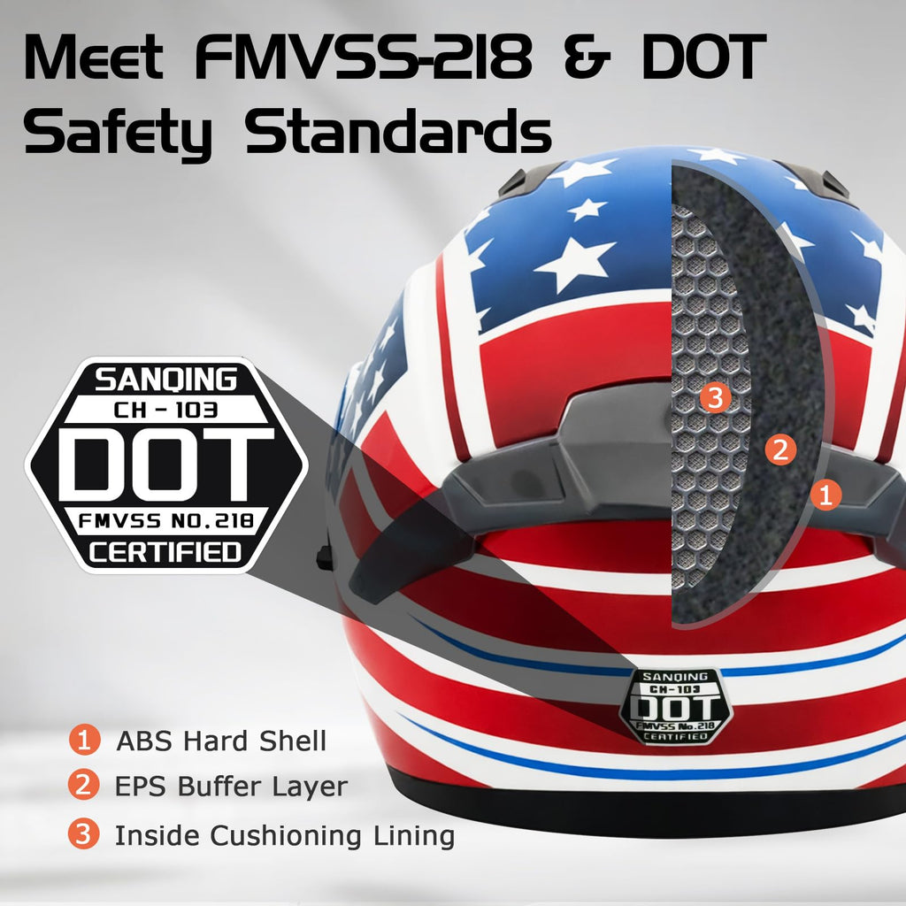 DOT Approved Dual Visor Full Face Motorcycle Helmet K3163