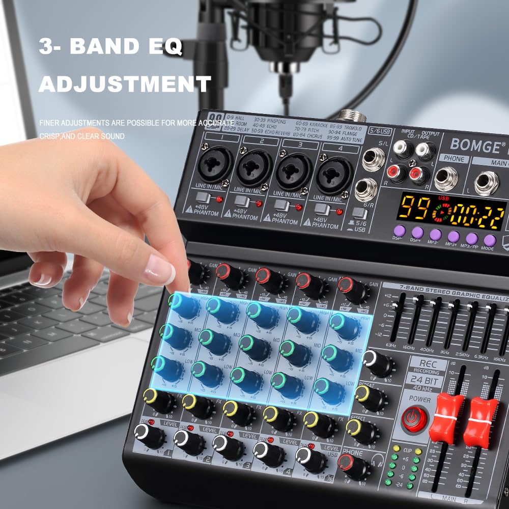 6 Channel DJ Audio Mixer with 99 DSP Effects X94812