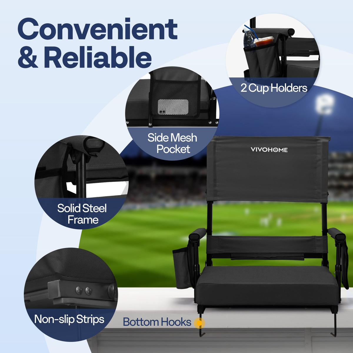 Adjustable High Back Stadium Seats with Cushion W631