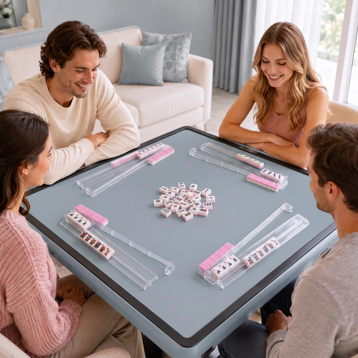 Clear Mahjong Racks with Pushers, 4-Pack X659