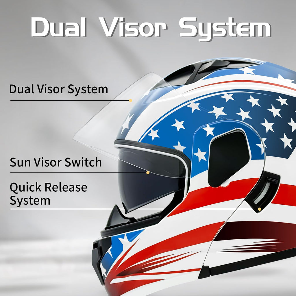 DOT Approved Dual Visor Full Face Motorcycle Helmet K3163