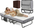 Folding Bed with Memory Foam Mattress Twin Size Metal Frame White G86224