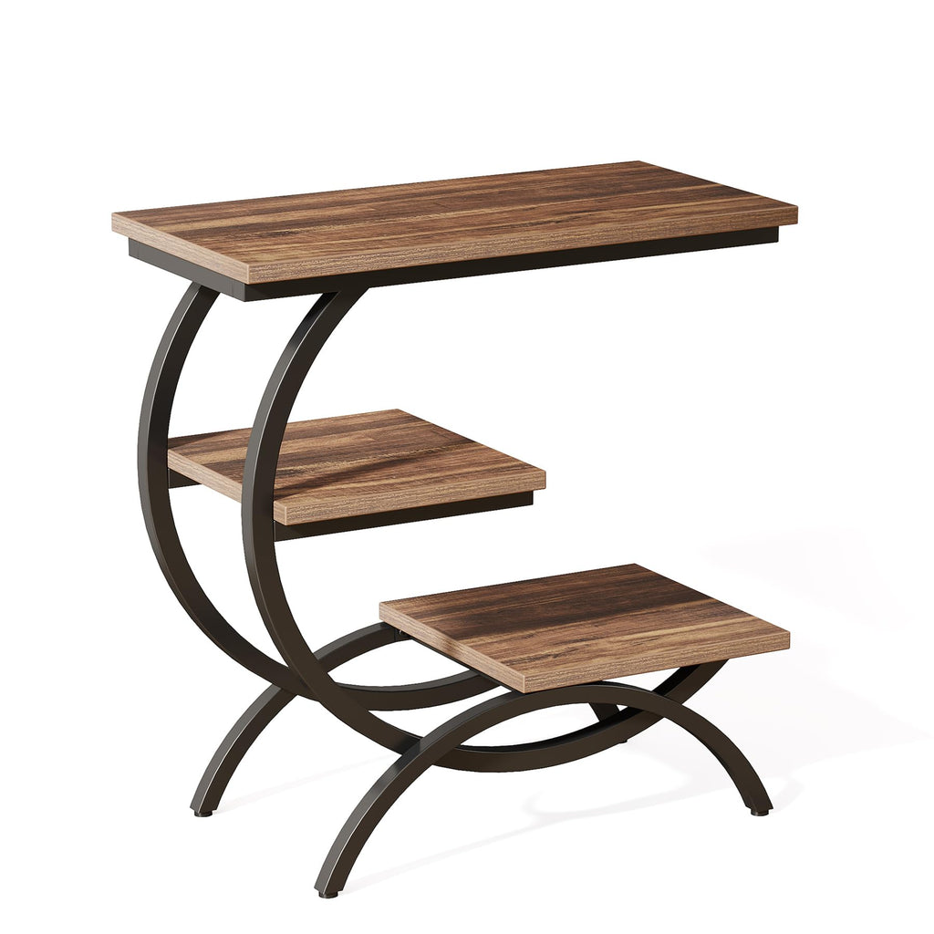 C-Shaped 3-Tier End Table with Curved Metal Frame B606251