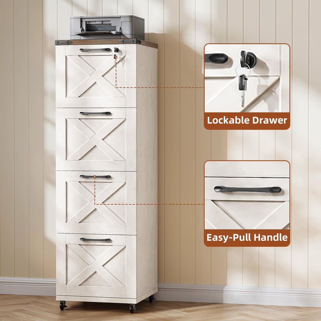 White 4 Drawer Filing Cabinet G373408