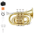 Bb Pocket Trumpet Brass Golden with Case L112