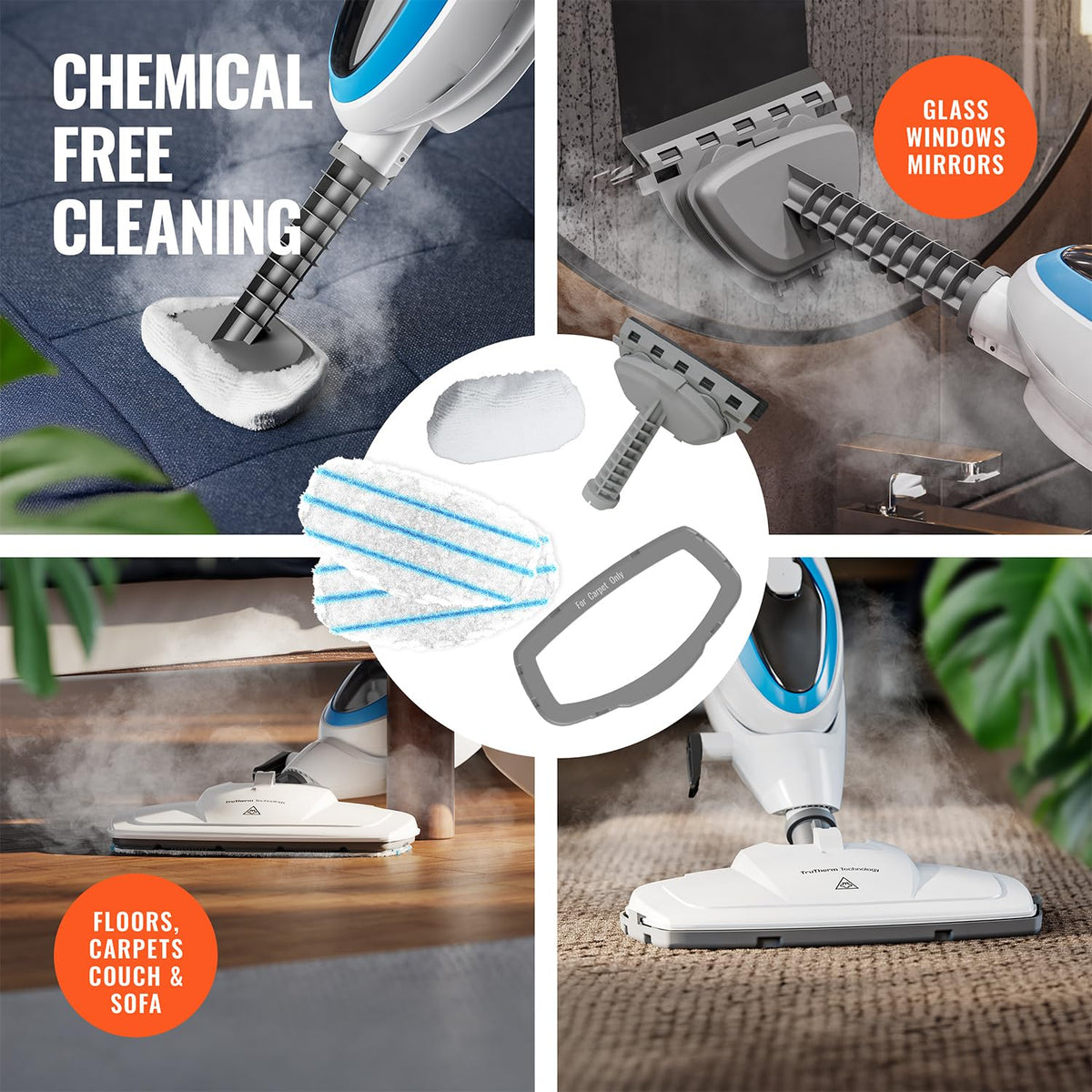 10-in-1 Steam Mop with Detachable Handheld Steam Cleaner C302