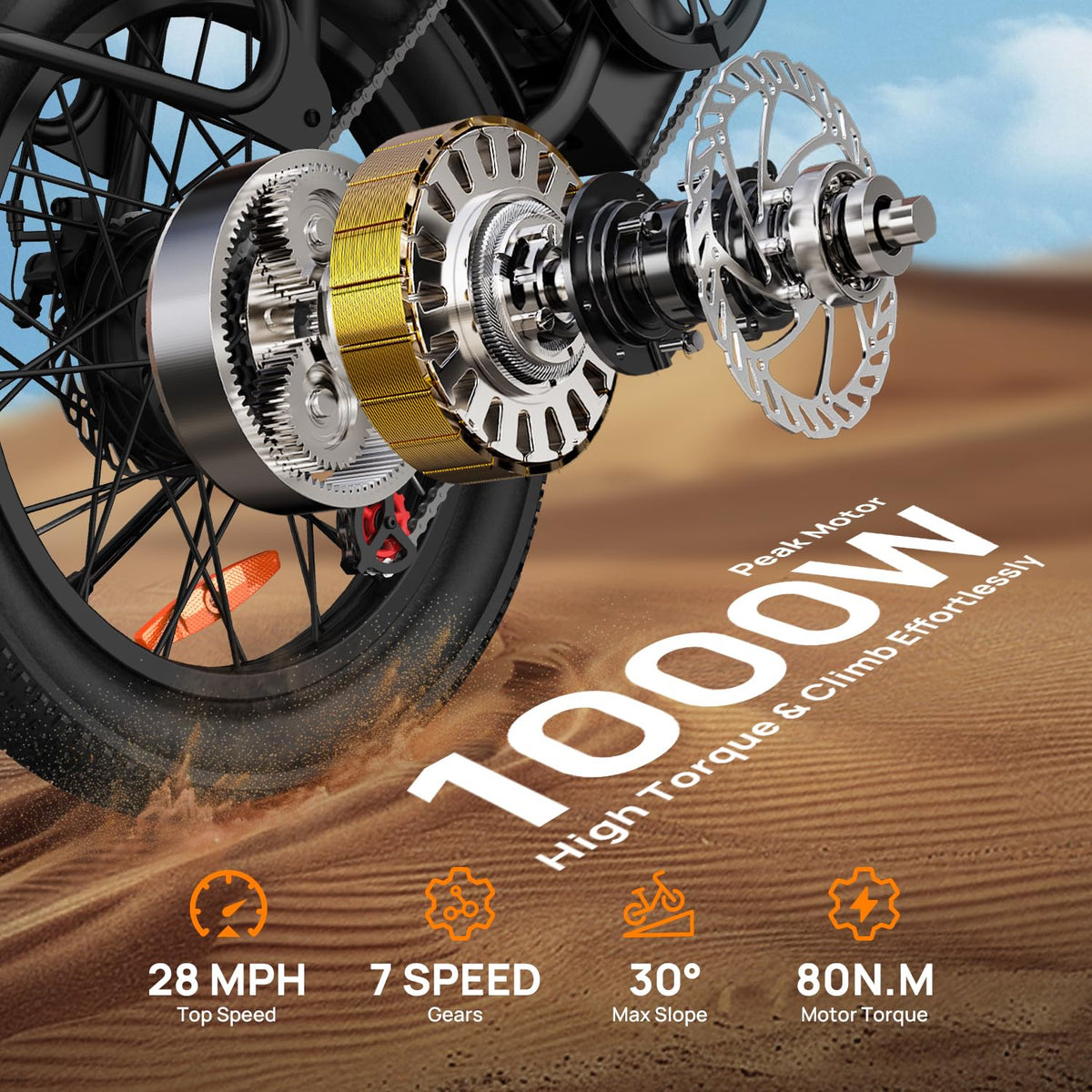20" Fat Tire Electric Bike with 1000W Motor C433615