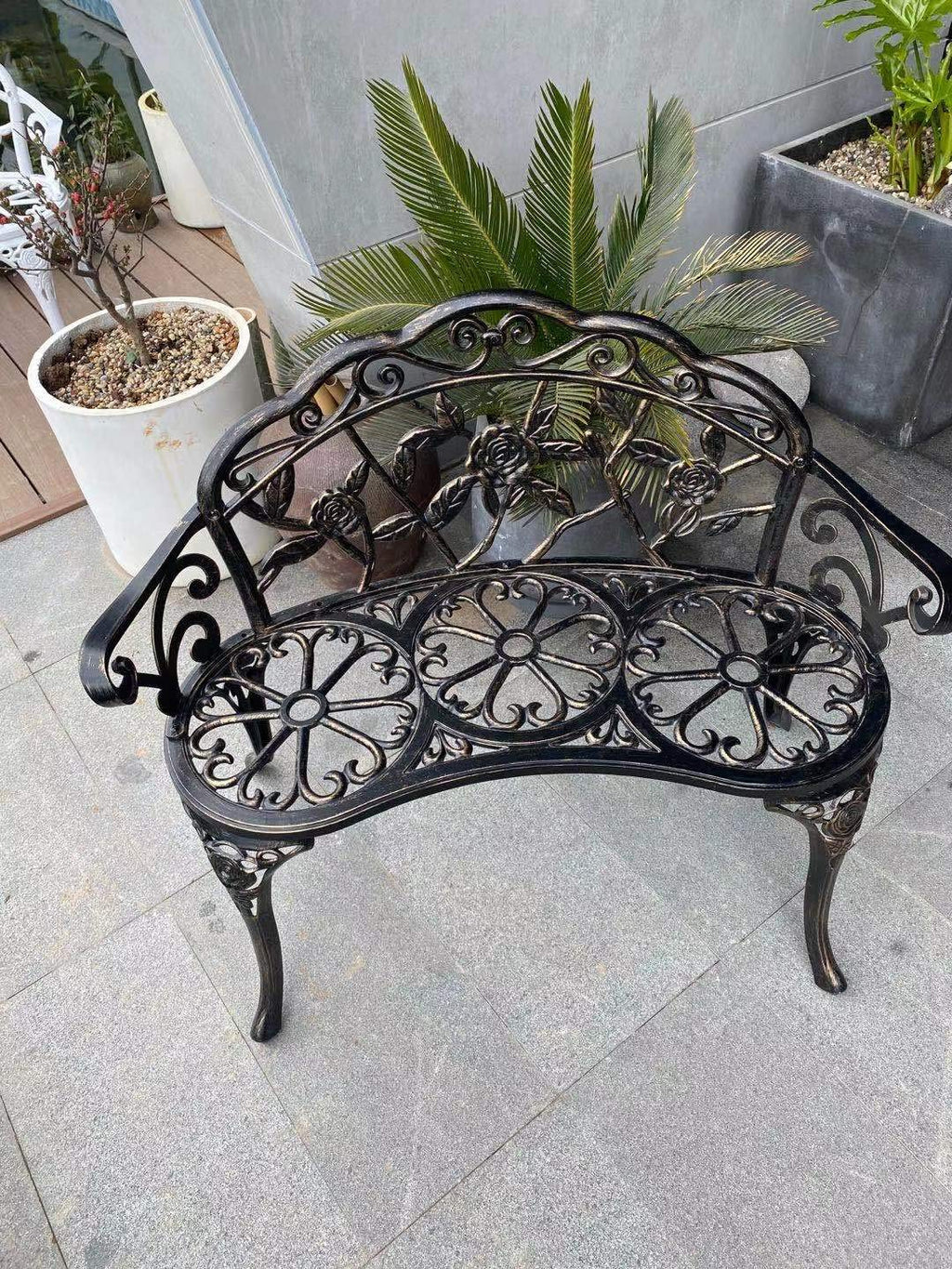 Cast Aluminum Patio Bench W399