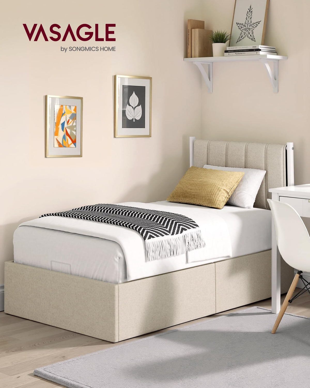 Twin Size Upholstered Lift Up Storage Bed Frame F7610