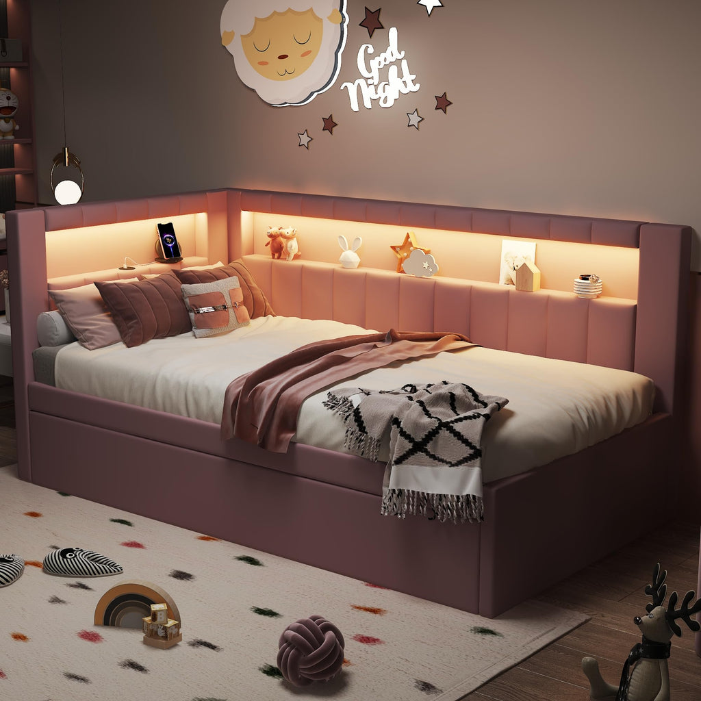 Pink Twin Size Daybed with Trundle D939