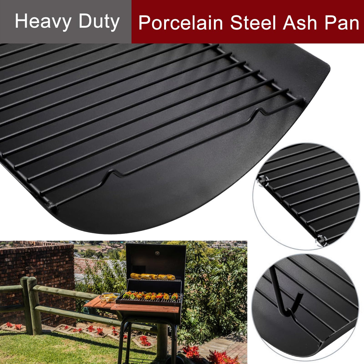 20 Inches Ash Pan Drip Pan and Grill Grates for Charcoal Grills F8560