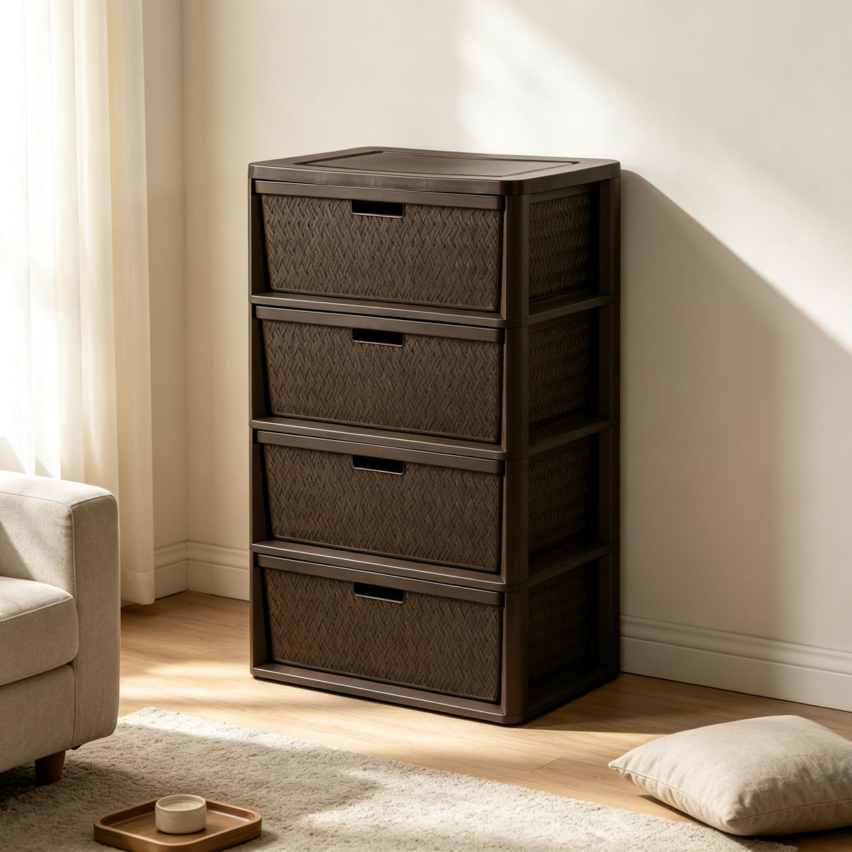 Brown 4-Drawer Storage Tower S36497