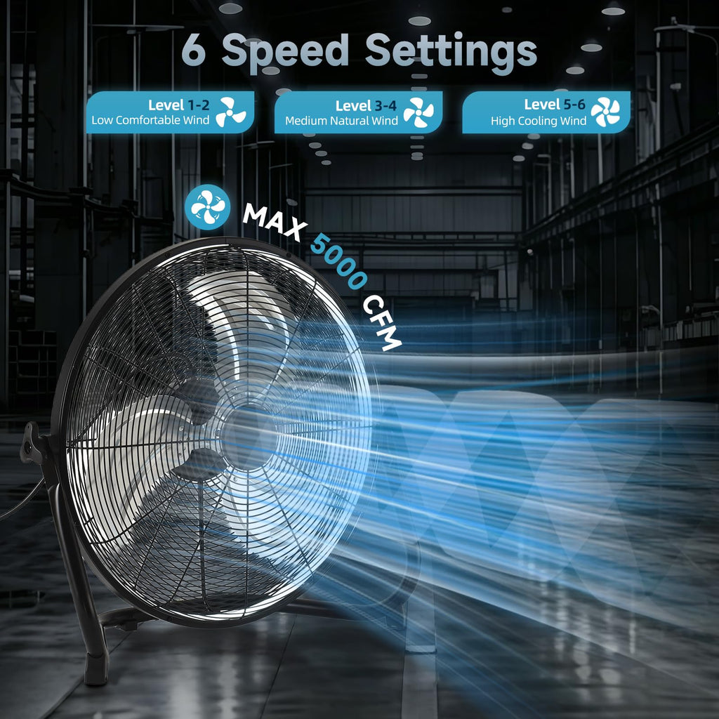20" High Velocity Metal Floor Fan with Light I9438