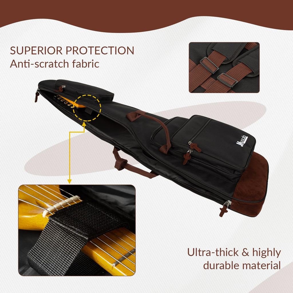 Black Electric Guitar Bag with Neck Strap and 4 Pockets R122