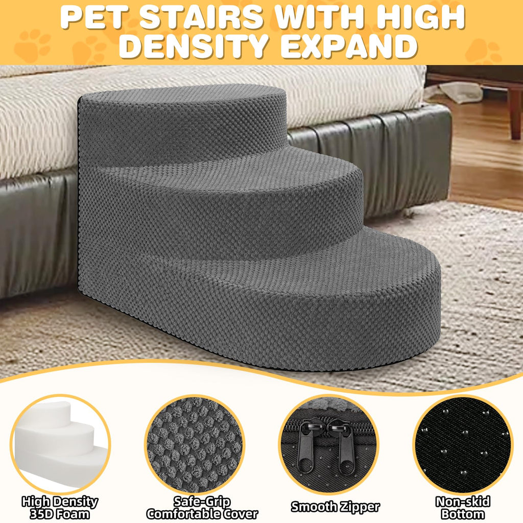 Grey 3 Steps Foam Dog Stairs Z727