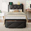 Black Twin Bed Frame with Storage Drawers T913915
