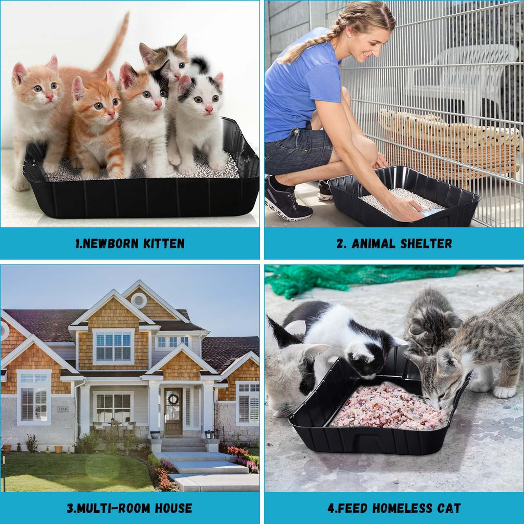 50 Pieces Disposable Litter Box for Cats Large Black T588