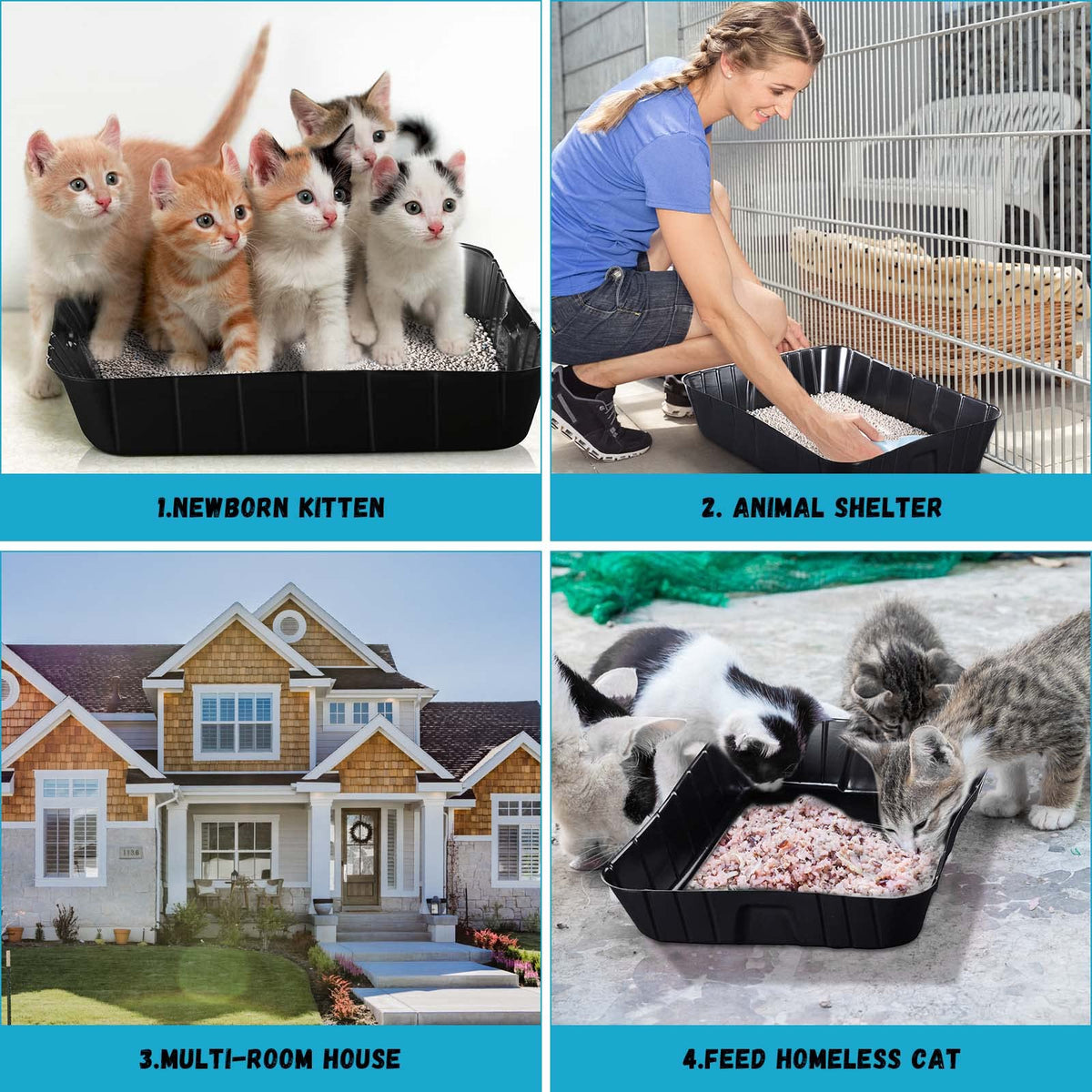 50 Pieces Disposable Litter Box for Cats Large Black T588