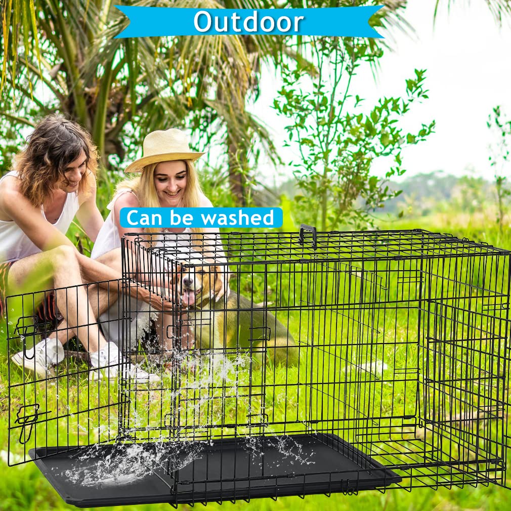 Folding Metal Dog Crate with Divider and Tray A6736