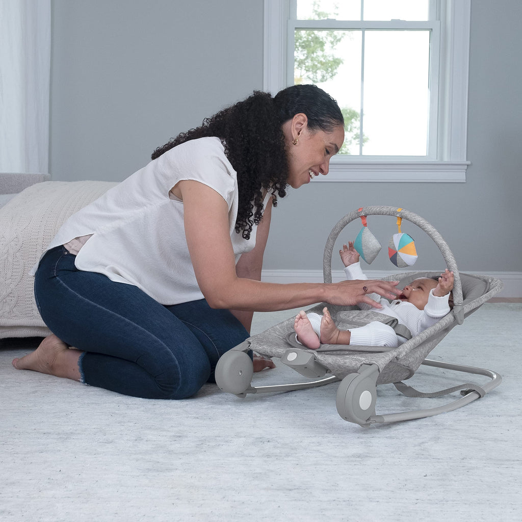 2-in-1 Light Gray Tweed Bouncer & Rocker Z523