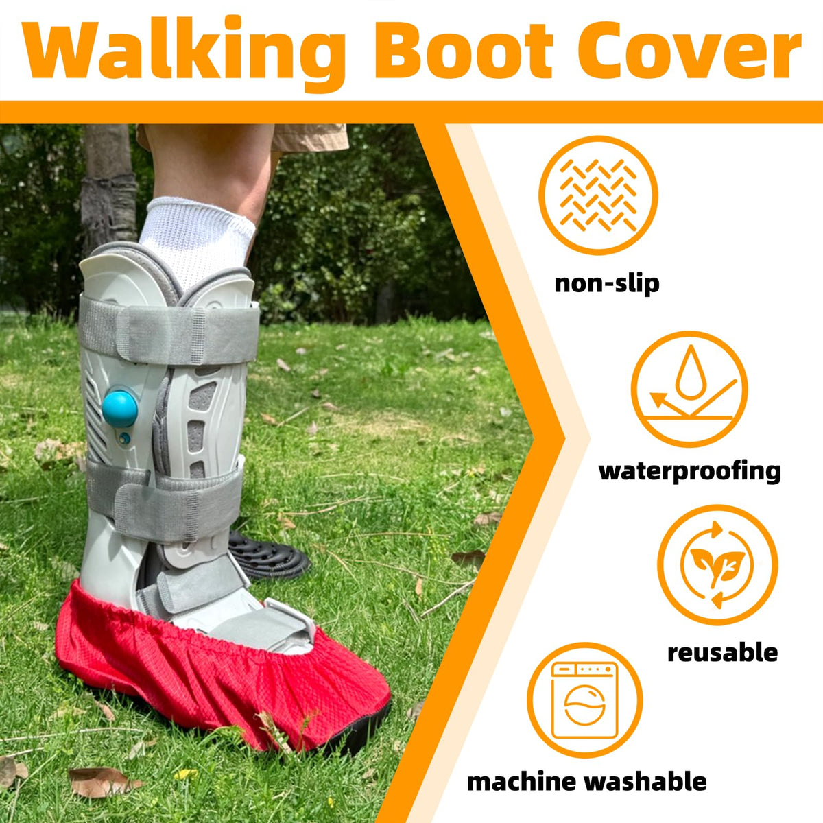 Walking Boot Covers 2 pcs Waterproof Anti-slip Washable Large P775
