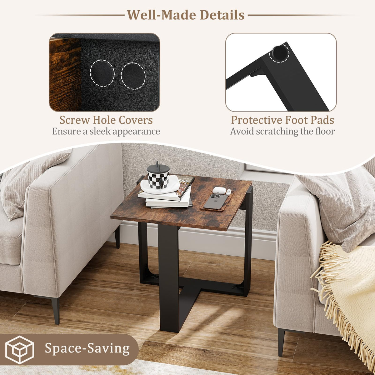 Set of 2 Square Wood Side Tables Y208470