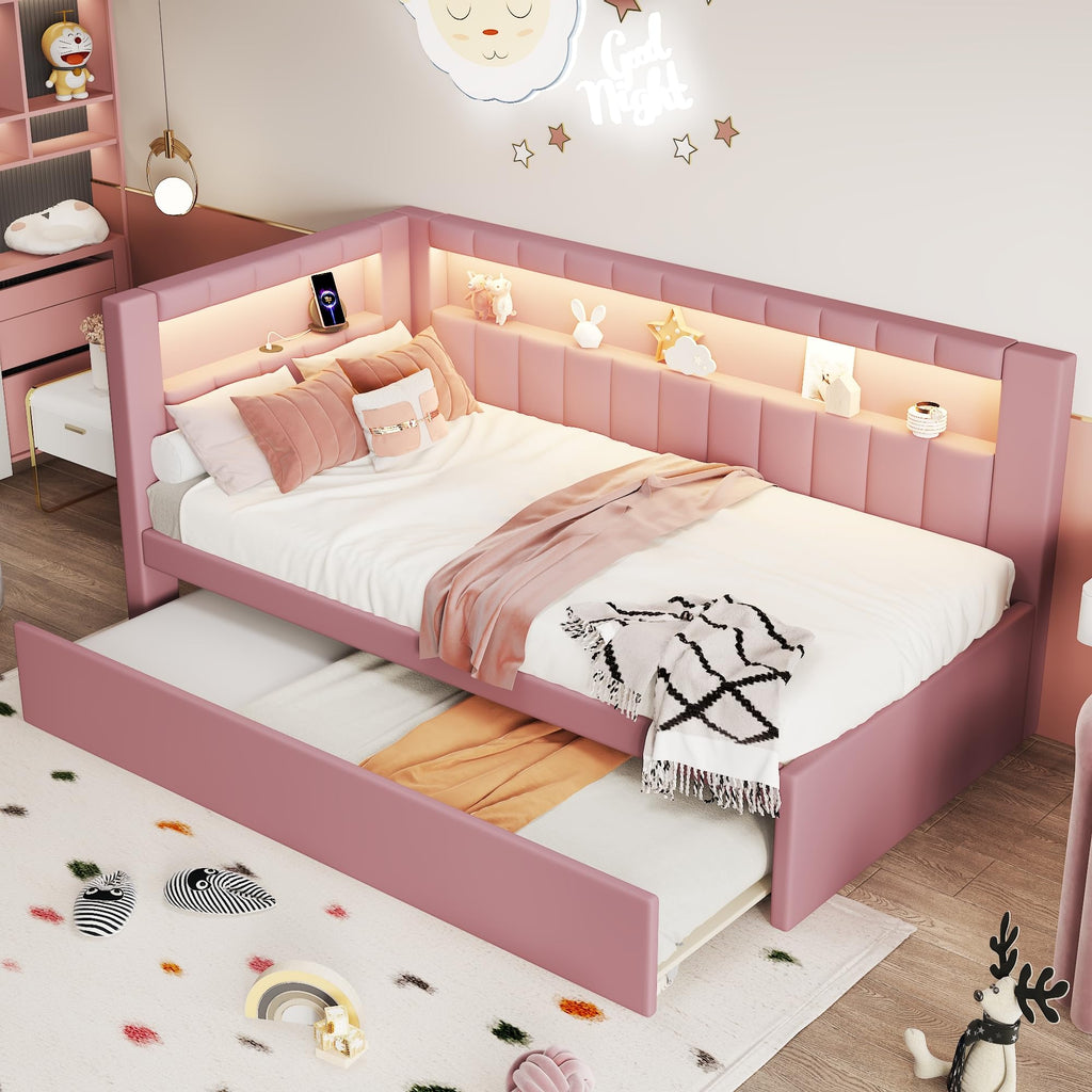 Pink Twin Size Daybed with Trundle D939