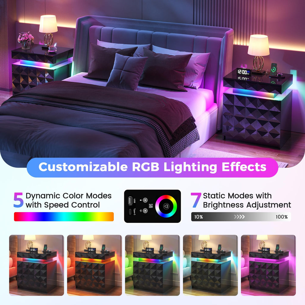 LED Night Stand with Charging Station M7811