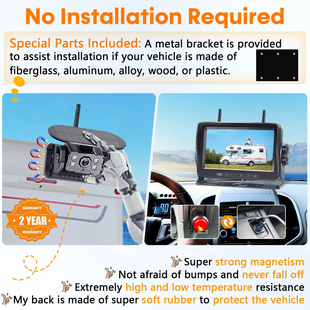 Wireless Backup Camera 7-Inch Magnetic HD 1080P T1263
