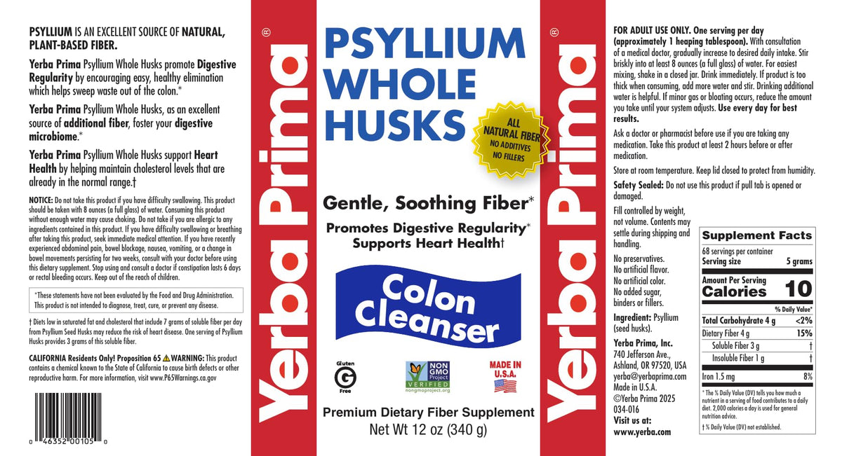 12 oz Psyllium Whole Husks Dietary Fiber E7560