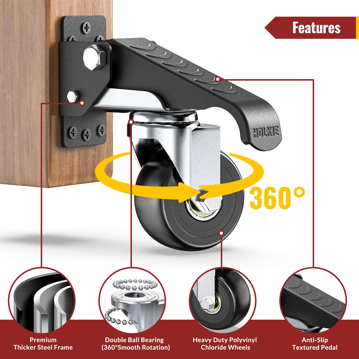Heavy Duty Retractable Casters 700 lbs 4 Casters Y51594