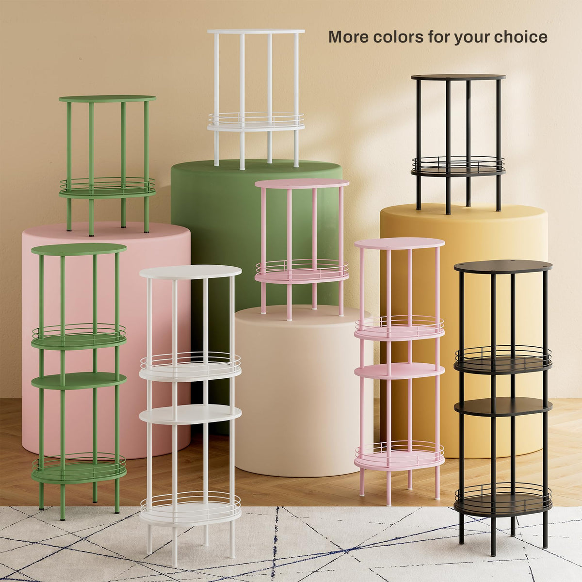 Oval Side Table with Storage, 2-Tier Green End Table O90441