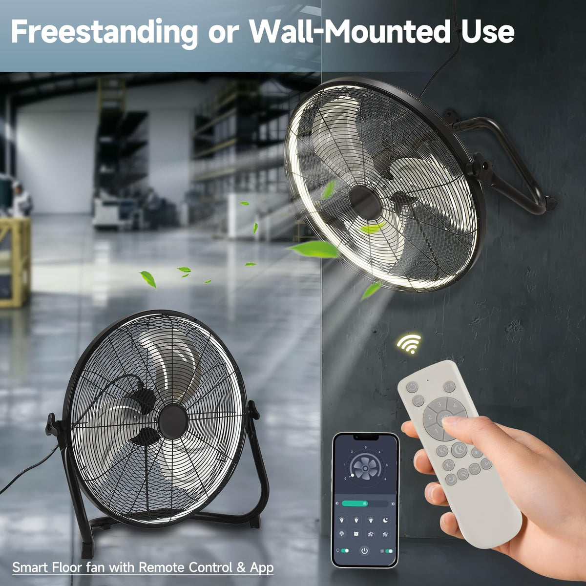 20" High Velocity Metal Floor Fan with Light I9438